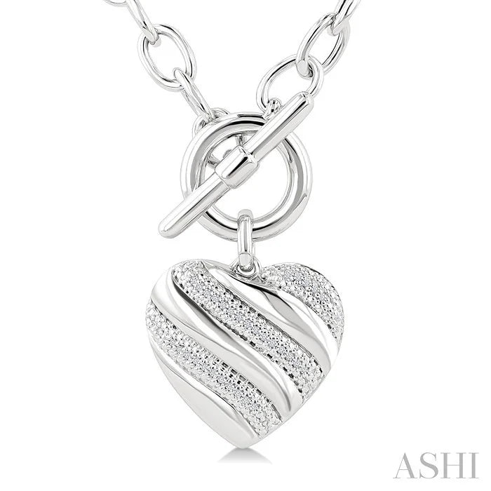 Silver Heart Toggle Diamond Fashion Necklace