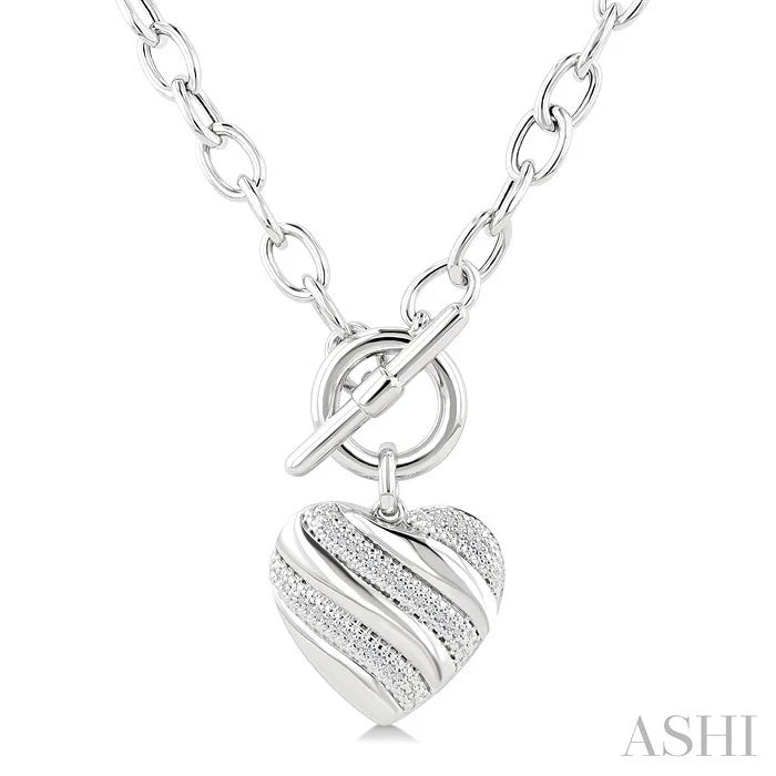 Silver Heart Toggle Diamond Fashion Necklace