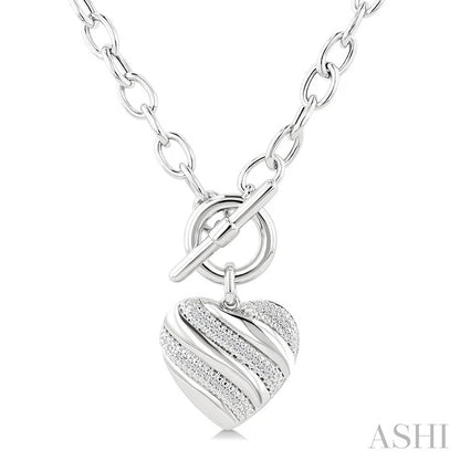 Silver Heart Toggle Diamond Fashion Necklace