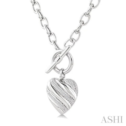 Silver Heart Toggle Diamond Fashion Necklace