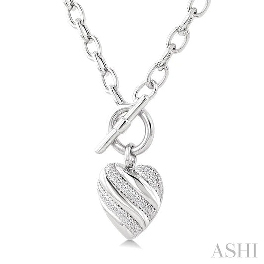 Silver Heart Toggle Diamond Fashion Necklace