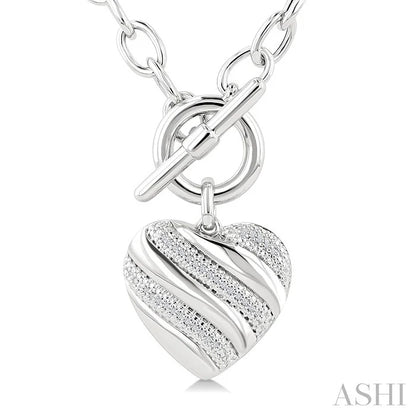 Silver Heart Toggle Diamond Fashion Necklace