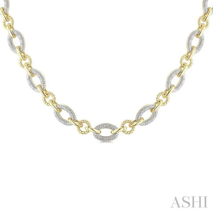 Gold Vermeil Bold Oval Rope Link Diamond Necklace