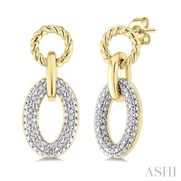 Gold Vermeil Bold Oval Rope Link Diamond Earrings