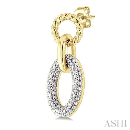 Gold Vermeil Bold Oval Rope Link Diamond Earrings