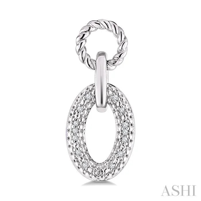 Silver Bold Oval Rope Link Diamond Earrings