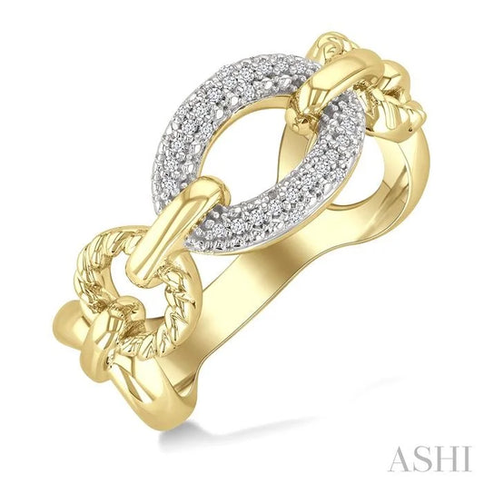 Gold Vermeil Bold Oval Rope Link Diamond Ring