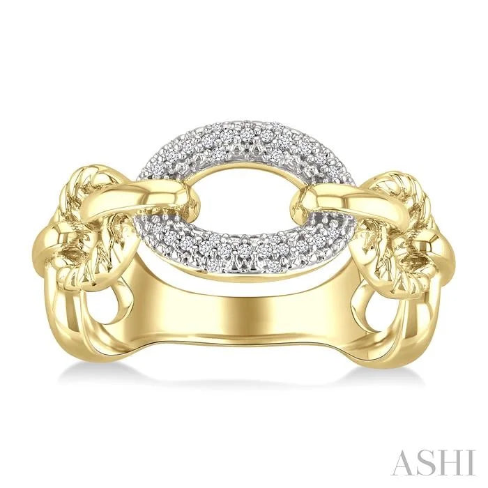 Gold Vermeil Bold Oval Rope Link Diamond Ring