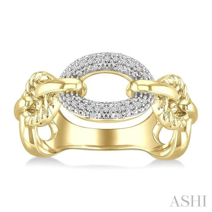 Gold Vermeil Bold Oval Rope Link Diamond Ring