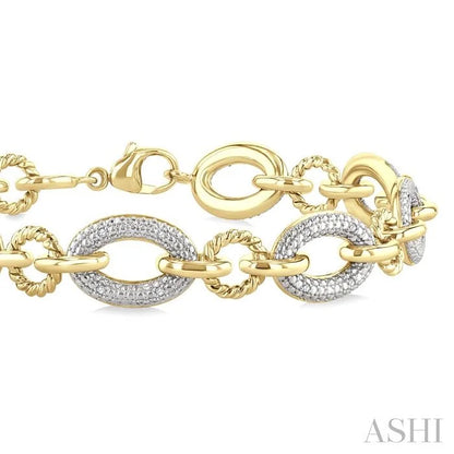 Gold Vermeil Bold Oval Rope Link Diamond Bracelet