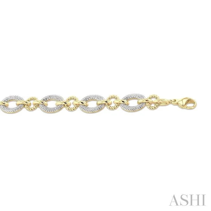 Gold Vermeil Bold Oval Rope Link Diamond Bracelet