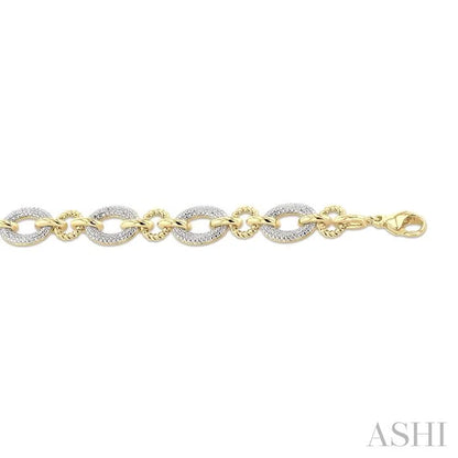 Gold Vermeil Bold Oval Rope Link Diamond Bracelet