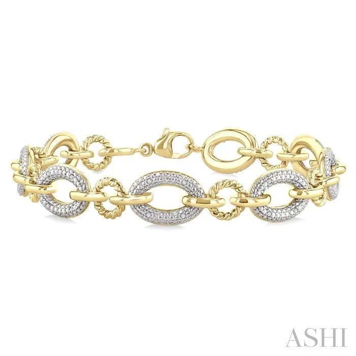 Gold Vermeil Bold Oval Rope Link Diamond Bracelet