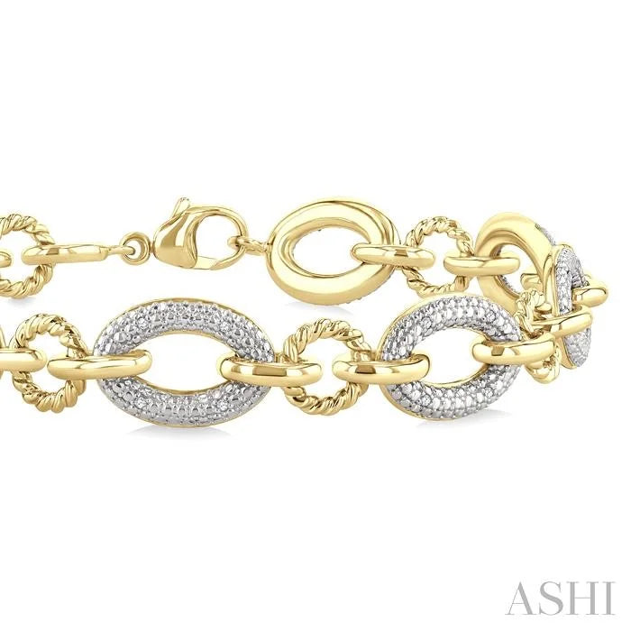 Gold Vermeil Bold Oval Rope Link Diamond Bracelet