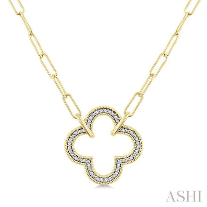 Gold Vermeil Paperclip Clover Diamond Fashion Pendant