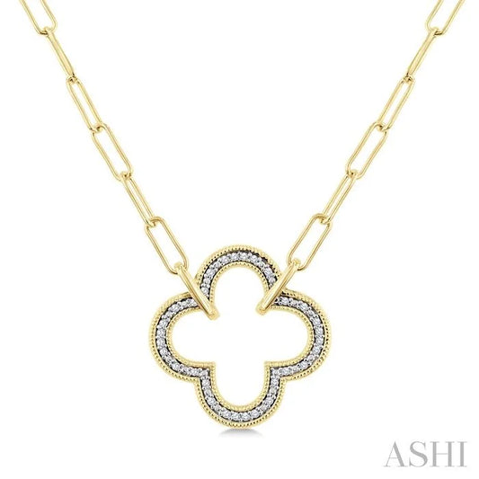 Gold Vermeil Paperclip Clover Diamond Fashion Pendant