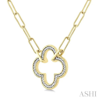 Gold Vermeil Paperclip Clover Diamond Fashion Pendant