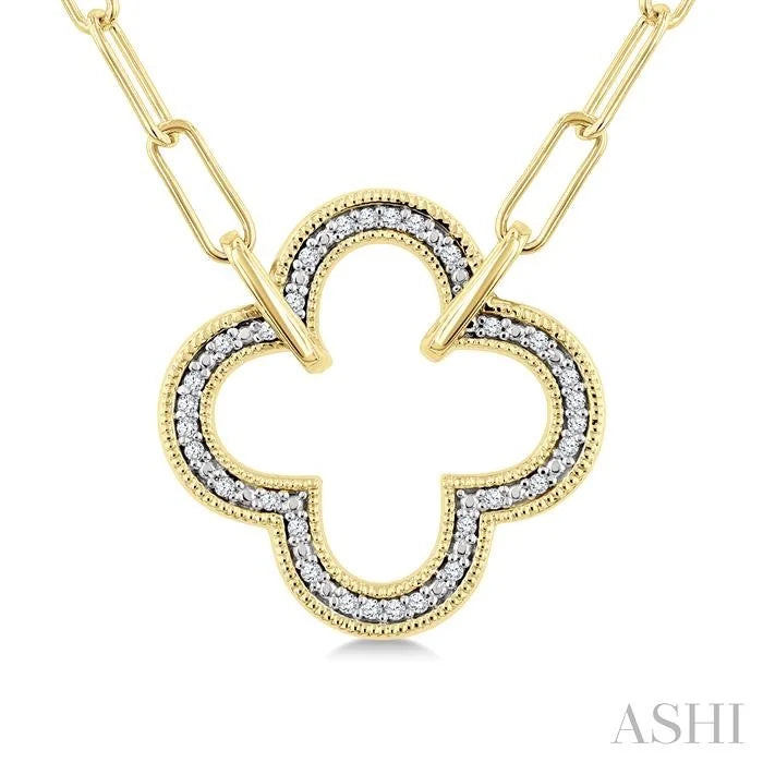 Gold Vermeil Paperclip Clover Diamond Fashion Pendant