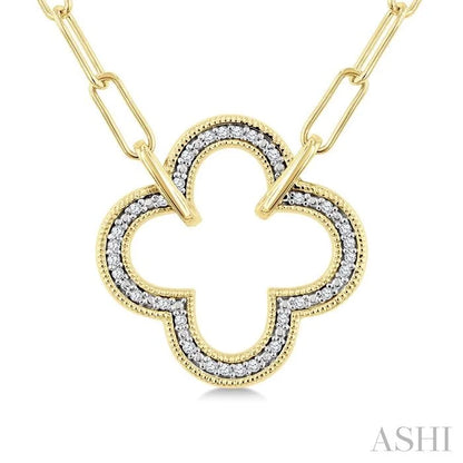 Gold Vermeil Paperclip Clover Diamond Fashion Pendant