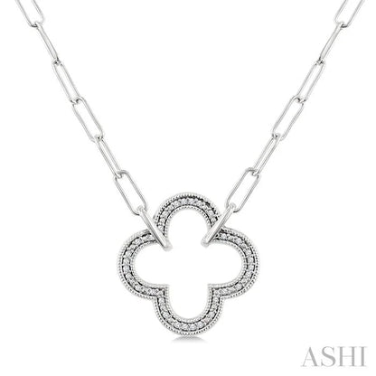 Silver Paperclip Clover Diamond Fashion Pendant