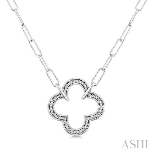 Silver Paperclip Clover Diamond Fashion Pendant