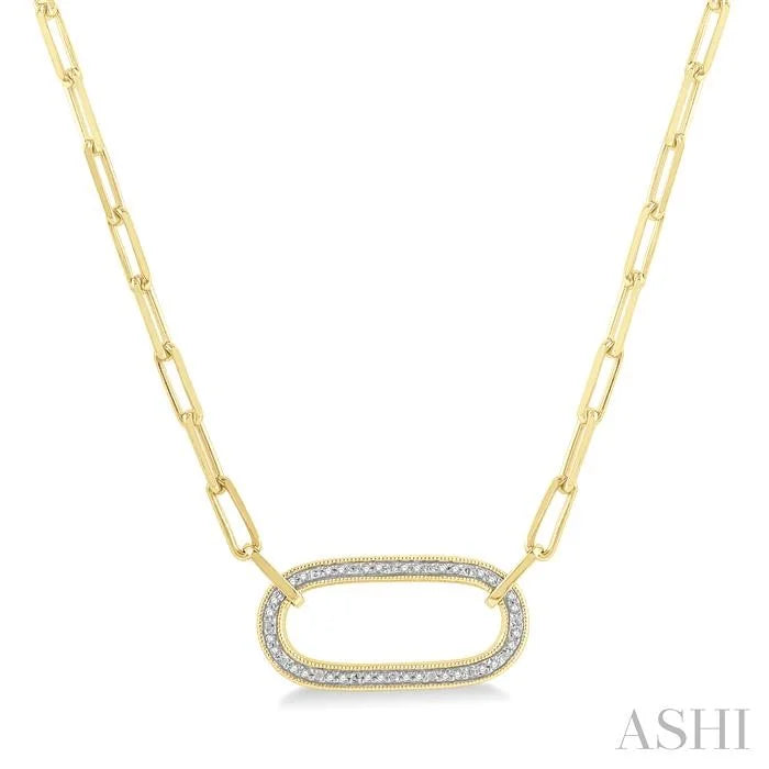 Gold Vermeil Paperclip Diamond Fashion Pendant