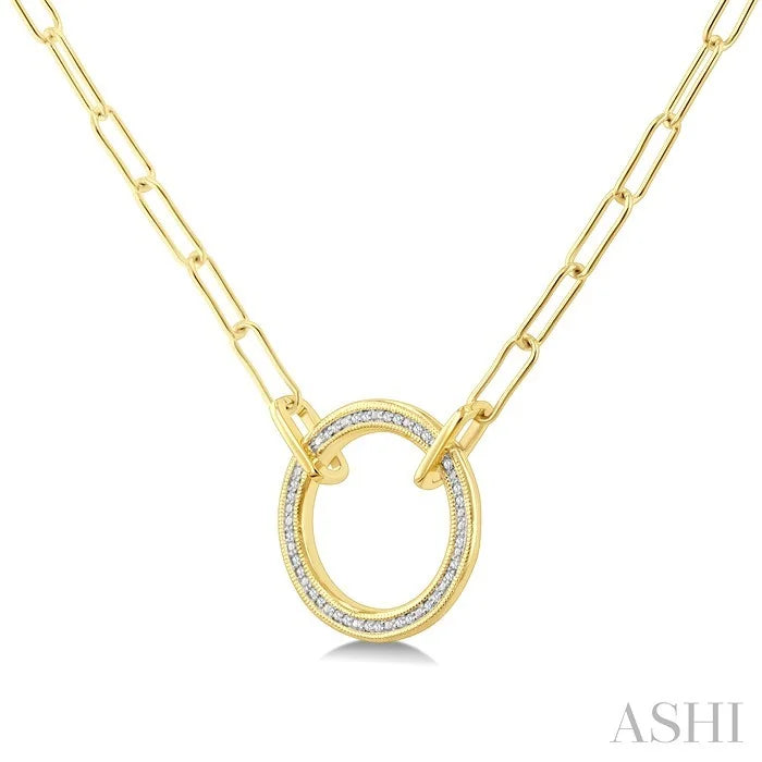 Gold Vermeil Paperclip Diamond Fashion Pendant