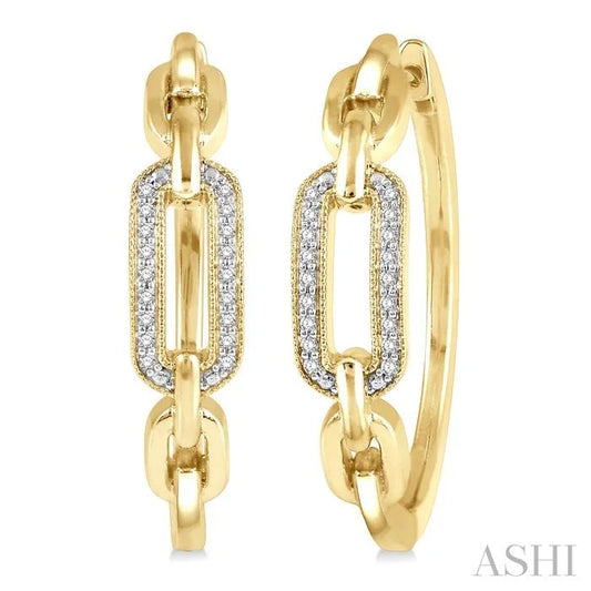Gold Vermeil Paperclip Diamond Fashion Hoop Earrings