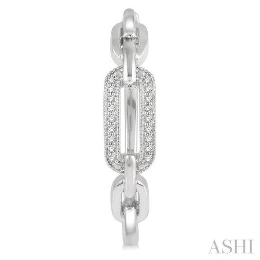 Silver Paperclip Diamond Fashion Hoop Earrings
