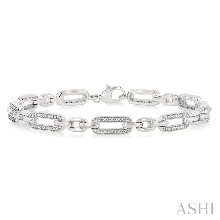Silver Paperclip Diamond Fashion Bracelet