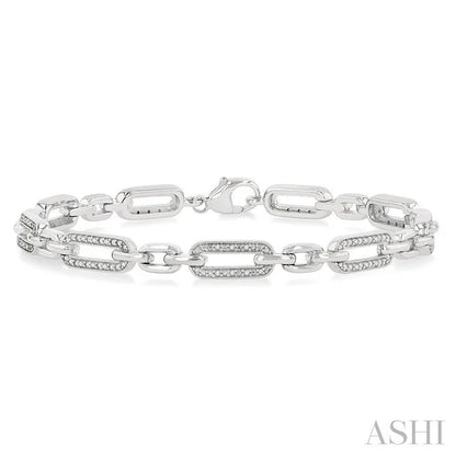 Silver Paperclip Diamond Fashion Bracelet