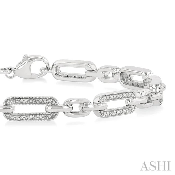 Silver Paperclip Diamond Fashion Bracelet