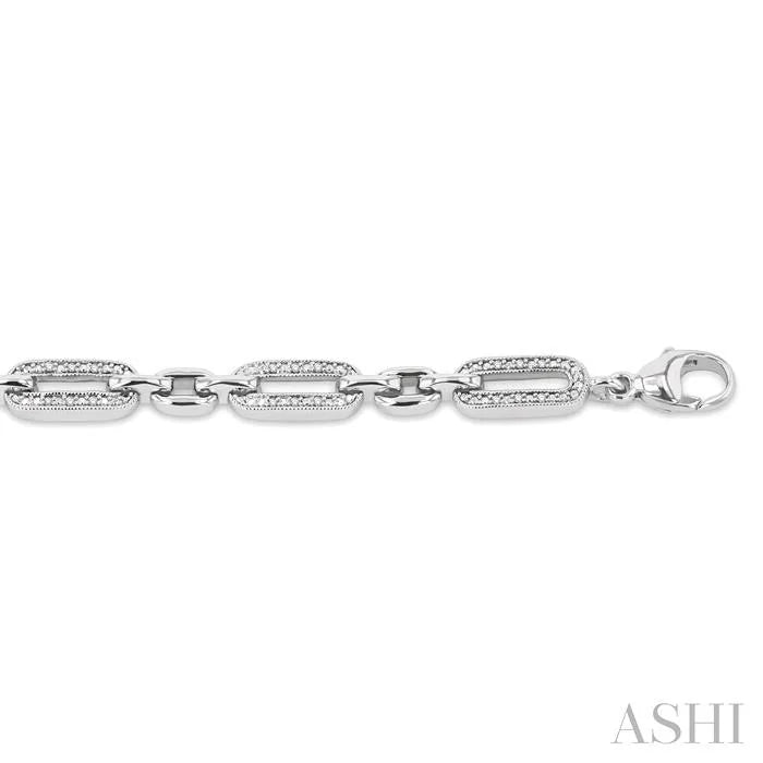 Silver Paperclip Diamond Fashion Bracelet