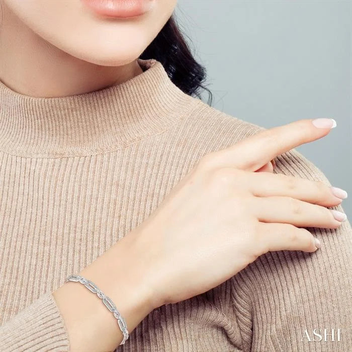 Silver Paperclip Diamond Fashion Bracelet