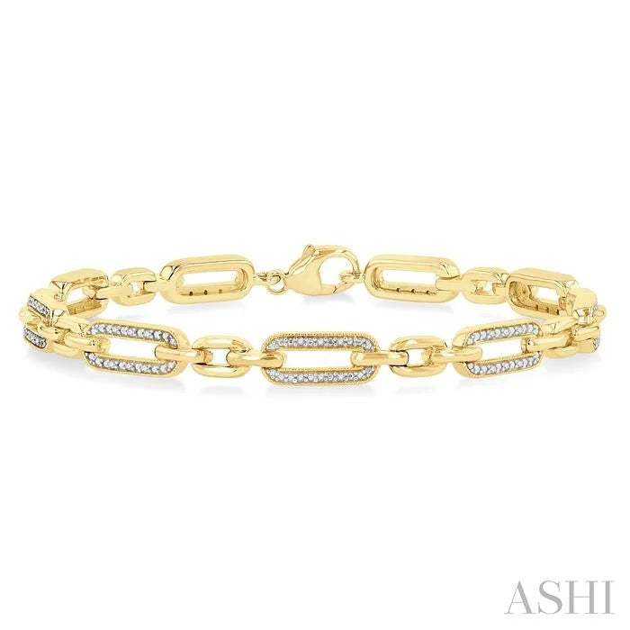 Gold Vermeil Paperclip Diamond Fashion Bracelet