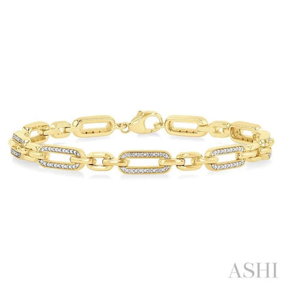 Gold Vermeil Paperclip Diamond Fashion Bracelet