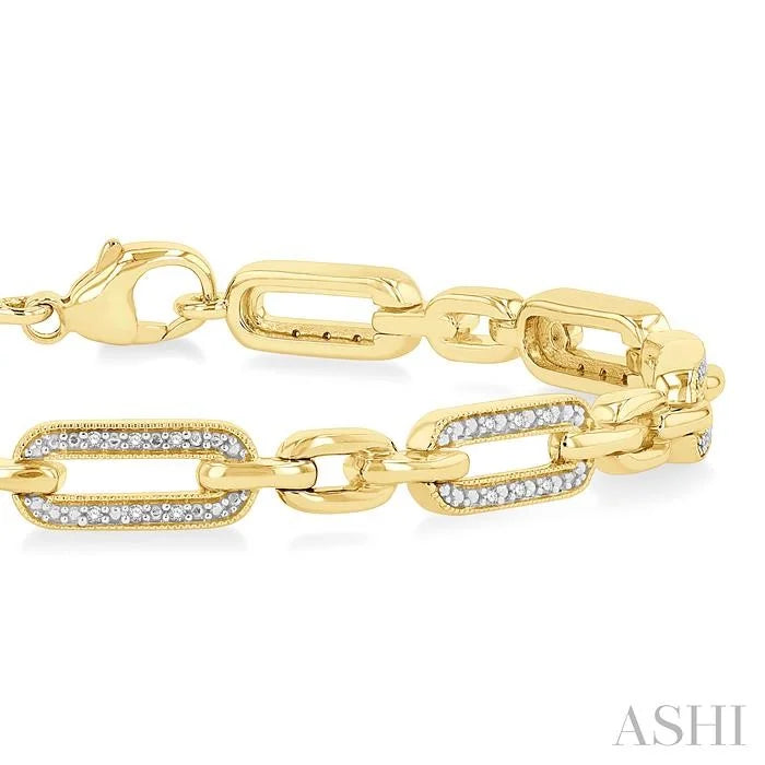 Gold Vermeil Paperclip Diamond Fashion Bracelet