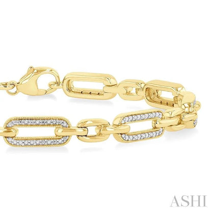 Gold Vermeil Paperclip Diamond Fashion Bracelet