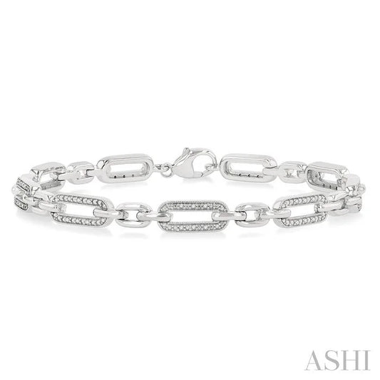 Silver Paperclip Diamond Fashion Bracelet