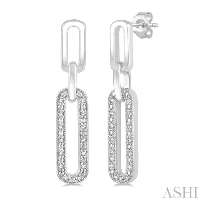 Silver Paperclip Diamond Fashion Long Earrings