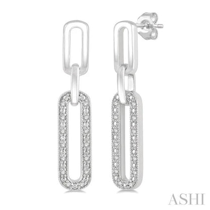 Silver Paperclip Diamond Fashion Long Earrings