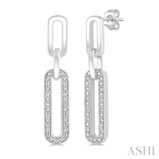 Silver Paperclip Diamond Fashion Long Earrings