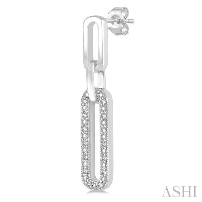 Silver Paperclip Diamond Fashion Long Earrings