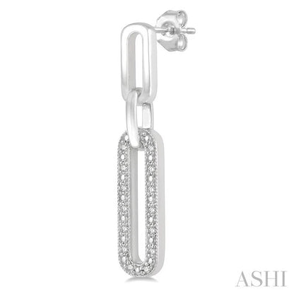 Silver Paperclip Diamond Fashion Long Earrings