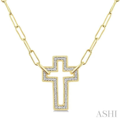 Gold Vermeil Cross Paperclip Diamond Fashion Pendant