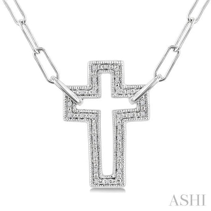 Silver Cross Paperclip Diamond Fashion Pendant