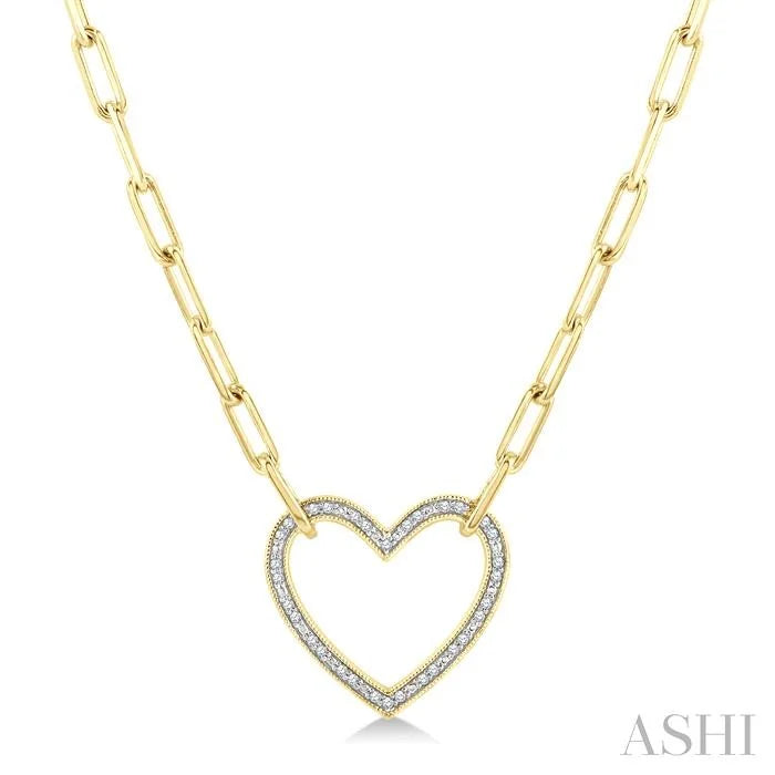 Gold Vermeil Heart Shape Paperclip Diamond Fashion Pendant