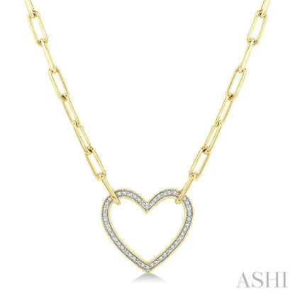 Gold Vermeil Heart Shape Paperclip Diamond Fashion Pendant