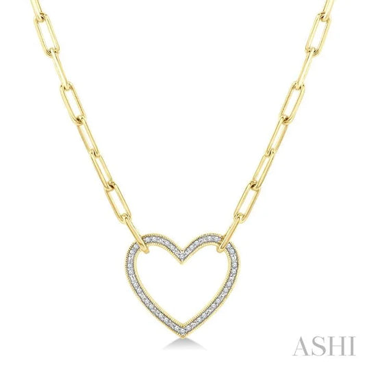 Gold Vermeil Heart Shape Paperclip Diamond Fashion Pendant