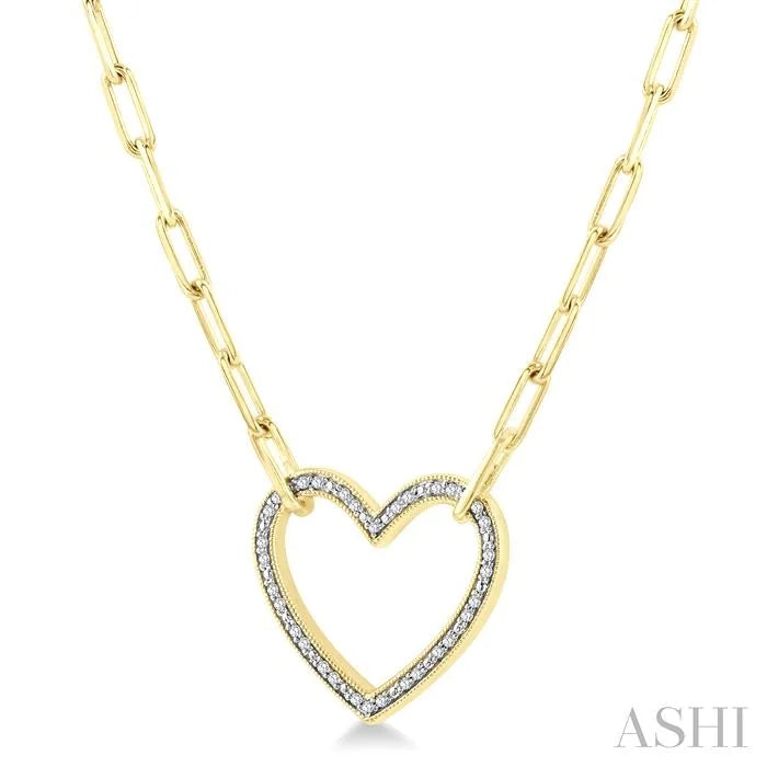 Gold Vermeil Heart Shape Paperclip Diamond Fashion Pendant